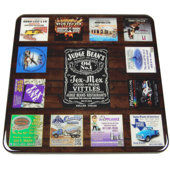 Digitally Printed Advertisement Table with Black T-Mold Edge