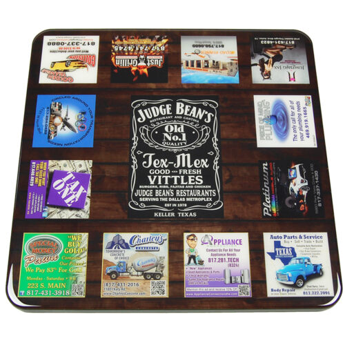 Digitally Printed Advertisement Table with Black T-Mold Edge