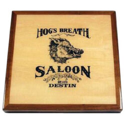 Digitally Printed Customers Logo on Maple Veneer with Stained Maple Wood Edge