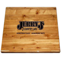 Digitally Printed Customers Logo on Pine Plank Top