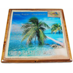 Digitally Printed Margaritaville Image with Stained Pine Wood Edge