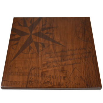 Walnut Veneer Self Edge Table Top with Digital Print provided by Customer
