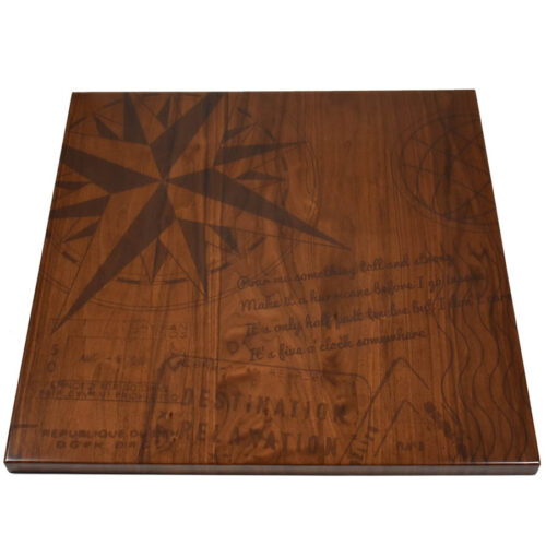 Walnut Veneer Self Edge Table Top with Digital Print provided by Customer