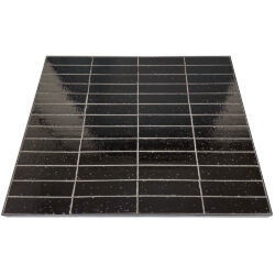 Glazed Black Brick Tile and Grout with Black Powder Coated Aluminum Edge with Countersunk Screws