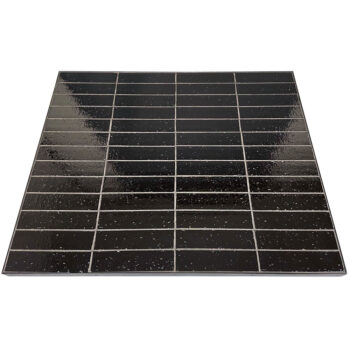 Glazed Black Brick Tile and Grout with Black Powder Coated Aluminum Edge with Countersunk Screws