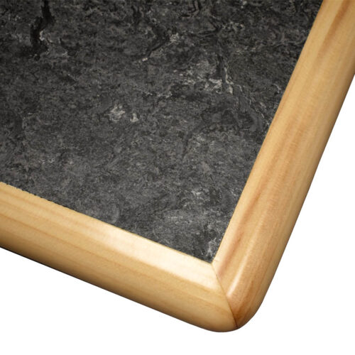 Forbo “Graphite” Marmoleum Inlay with Natural Pine Wood Edge