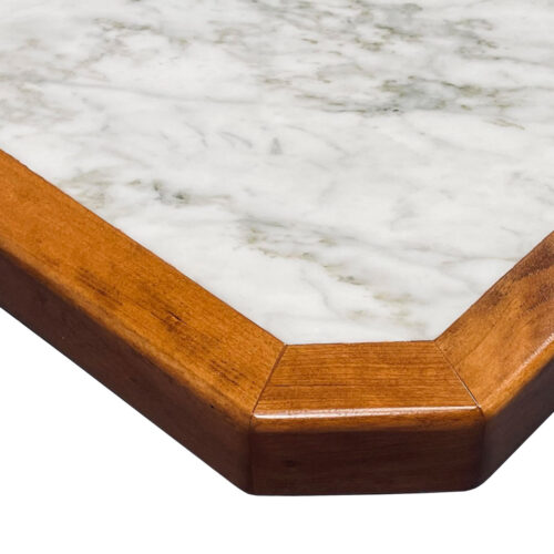 2CM Carrara Marble Inlay with Custom Stained Cherry Wood Edge