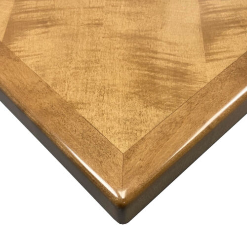 Qtr Maple Veneer Inlay in Reverse Diamond Box Pattern with Maple Wood Edge in TD 410 Stain