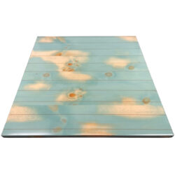 Knotty Pine Veneer Tabletop with Matching Veneer Edge, Custom Distressing, Staining and Faux Planking