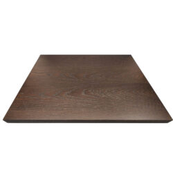 White Oak Veneer Overlay with 1-3/4” White Oak Wood Edge Table Top with Custom Stain to Match Cafelle, Matte Polyurethane Open Grain Finish