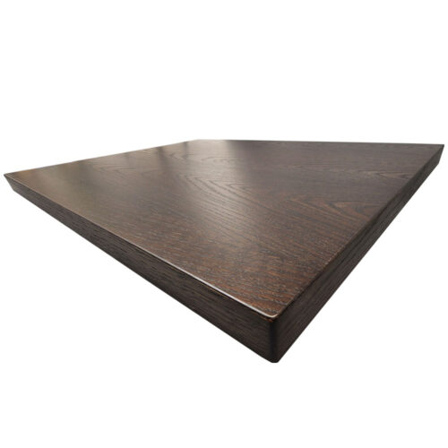 White Oak Veneer Overlay with 1-3/4” White Oak Wood Edge Table Top with Custom Stain to Match Cafelle, Matte Polyurethane Open Grain Finish