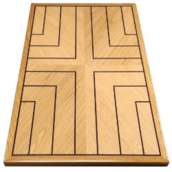 White Oak Veneer in Reverse Diamond Box Pattern with Printed Black Accent Stripes in Custom Pattern with White Oak Wood Edge