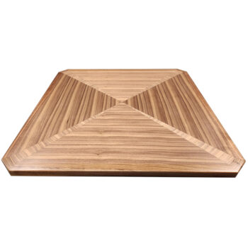 Qtrd Walnut Veneer in Custom Pattern with Walnut Wood Edges and Clipped Corners, Natural