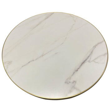 Wilsonart Laminate #5042-07 "Calacatta Lincoln" with 1-1/4" Brushed Brass Edges