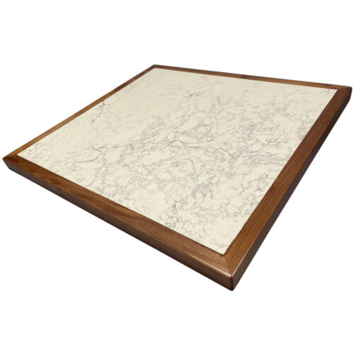 2CM Caesarstone #5043 "Monte Blanc" Quartz Inlay with Walnut Wood Edges