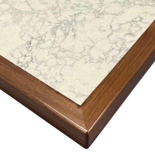 2CM Caesarstone #5043 "Monte Blanc" Quartz Inlay with Walnut Wood Edges