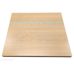 White Oak Veneer Overlay with Custom Blue Cerusing & Accent Stripe