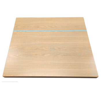 White Oak Veneer Overlay with Custom Blue Cerusing & Accent Stripe