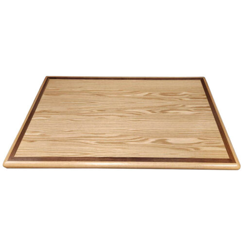 Red Oak Inlay with 1” Wide Walnut Accent-1” Wide Red Oak Wood Edge-Natural-NO Stain-Bullnose Edge Profile-UV Cured Finish