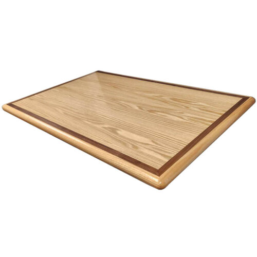 Red Oak Inlay with 1” Wide Walnut Accent-1” Wide Red Oak Wood Edge-Natural-NO Stain-Bullnose Edge Profile-UV Cured Finish